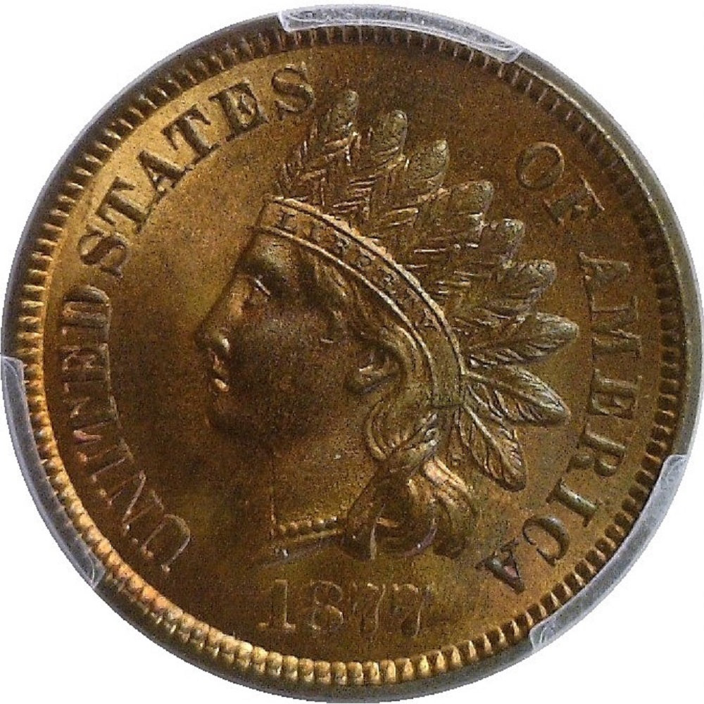 1877 1c Indian Head Cent Superb Gem PCGS MS66 Red Brown