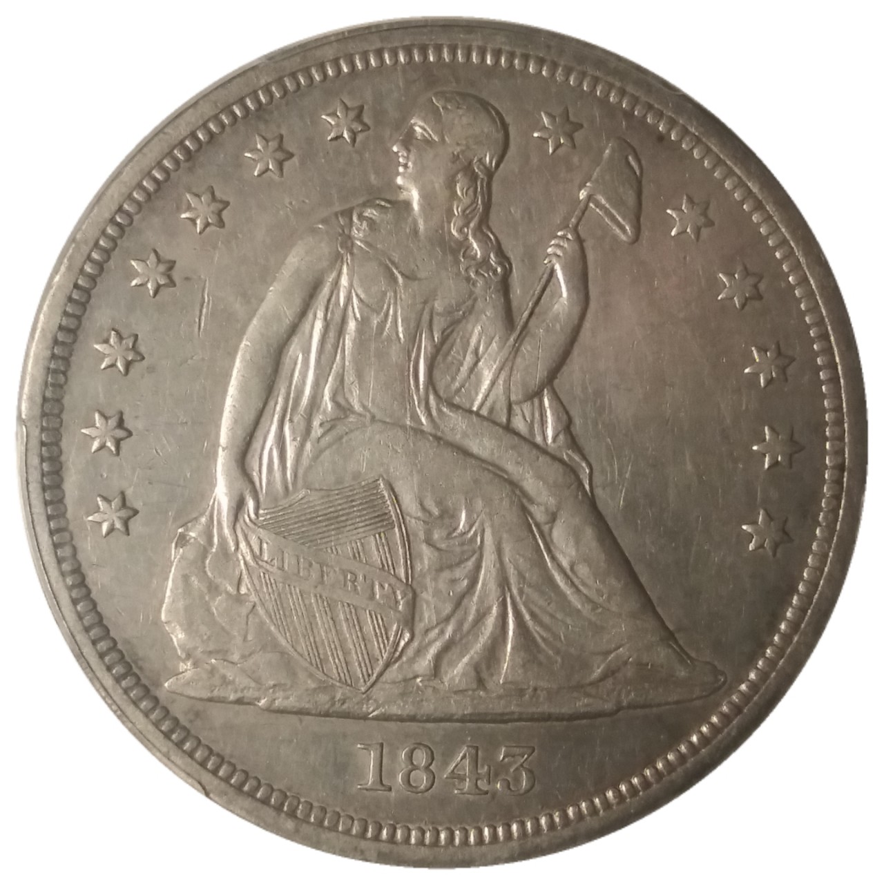 1843 $1 Liberty Seated Dollar - PCGS XF45