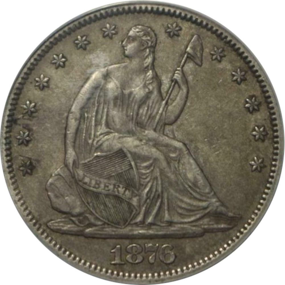 1876 50c Liberty Seated Half Dollar - ANACS XF45