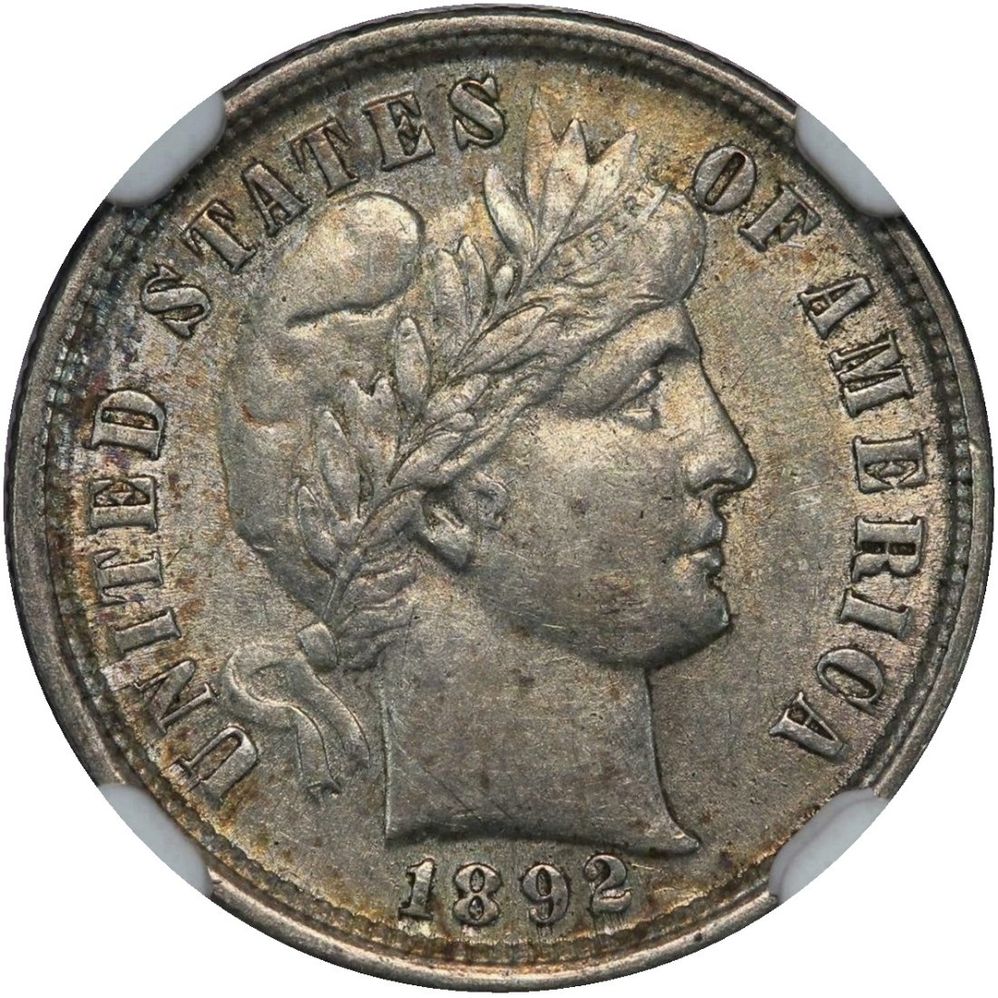 1892 10c Barber Dime NGC AU53