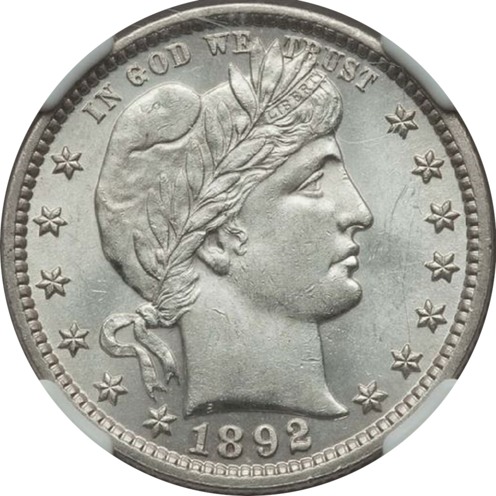 1892 25c Barber Quarter NGC MS63