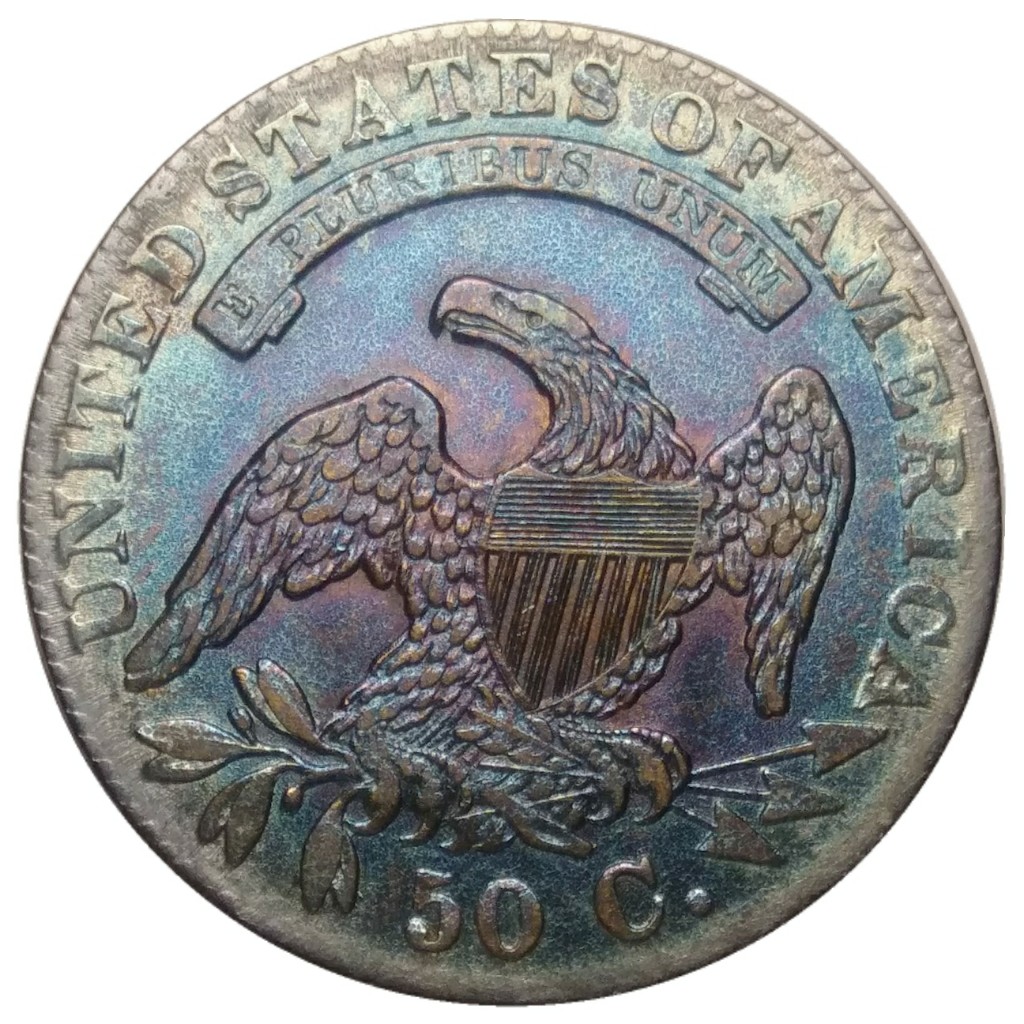 1831 50c Capped Bust Half Dollar, Colorful Reverse