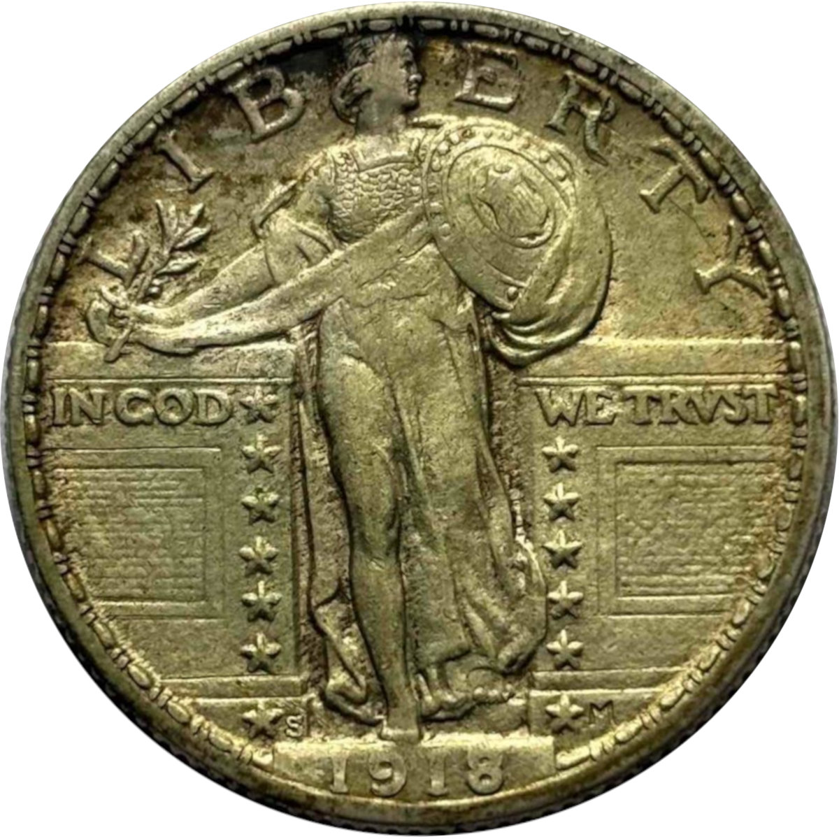 1918-s 25c Liberty Standing Quarter Type II