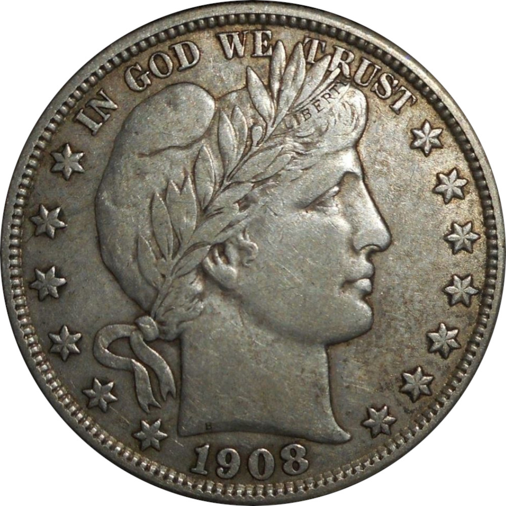 1908-D 50c Liberty Head Barber Half Dollar