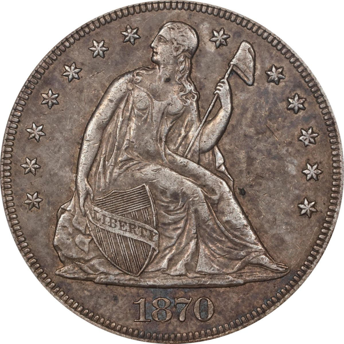 1870-CC $1 Liberty Seated Dollar - First Carson City Silver Dollar, OC-9, the First Die Pair, PCGS XF45